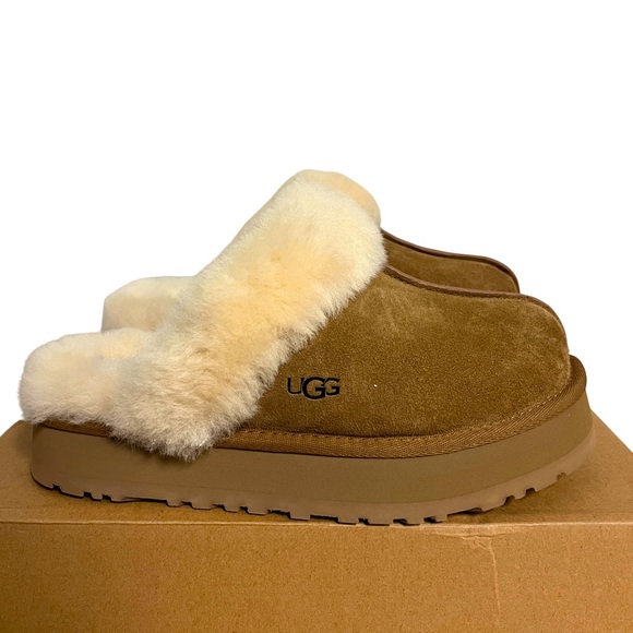 UGG Women's Disquette Slippers Platform Chestnut Size 8 US - Picture 1 of 14